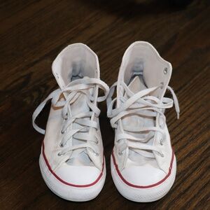 converse chuck taylor all star hi top optical white with red blue youth size 3